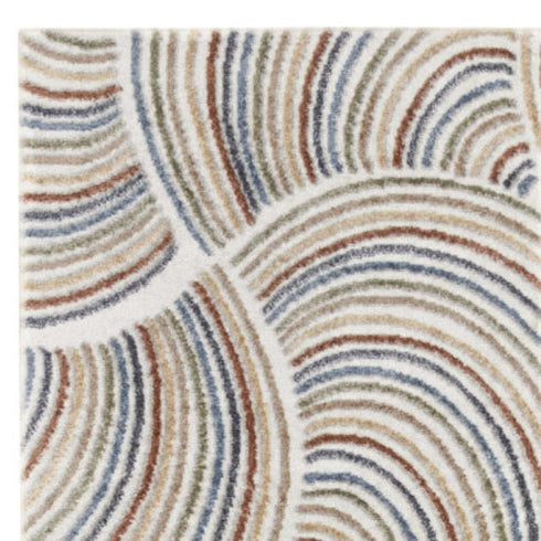 10' Blue And Ivory Abstract Washable Runner Rug